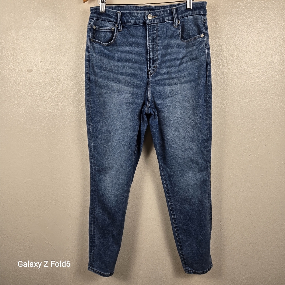 American‎ Eagle Luxe Stretch High Rise Jegging Jeans L Blue 1977 Real Good Denim